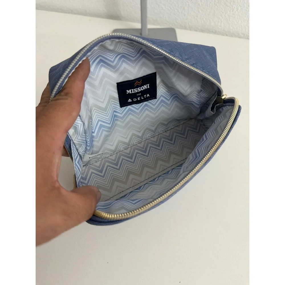 Missoni‎ for Delta Blue Chevron Zigzag Travel Amenity Pouch Makeup Bag Accessory
